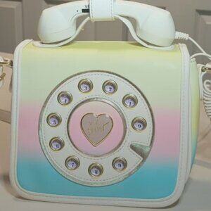 Betsey Johnson Kitsch Call Me Retro Phone Crossbody purse handbag -handset works